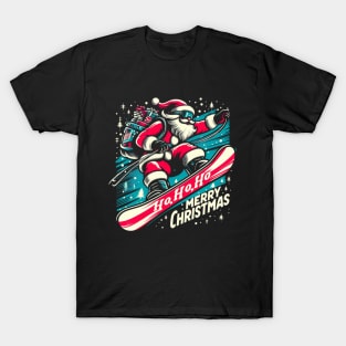 Santa Snowboard Christmas T-Shirt